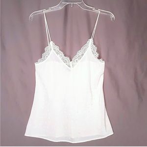 Paige Camisole White Lace Trim Adjustable Spaghetti Straps Size Small